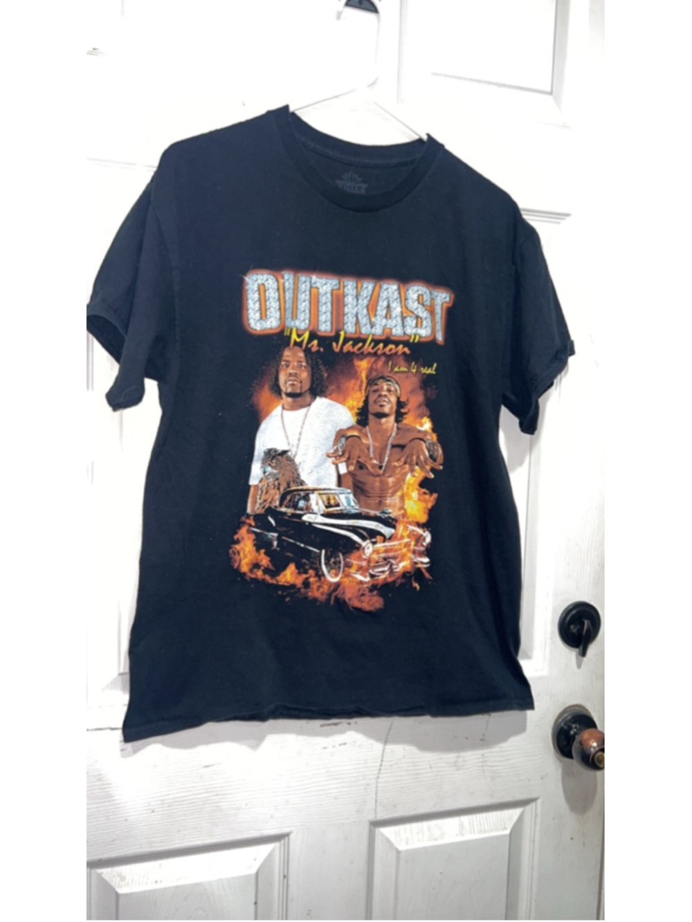 Men's Outkast Black Short Sleeve Tee L with Orange Graphics